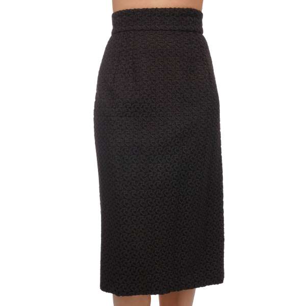 Knitted pencil style skirt made of wool blend in black by DOLCE & GABBANA 