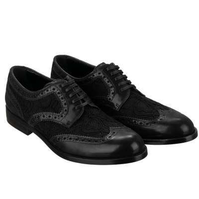 Taormina Lace Leather Brogues Shoes BOY Black 35 US 5