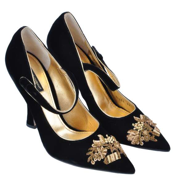 BAROCK-PUMPS aus Samt von DOLCE & GABBANA Black Label