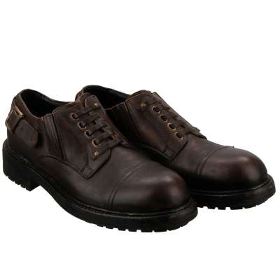 Horse Leather Derby Shoes BERNINI Brown 44 UK 10 US 11