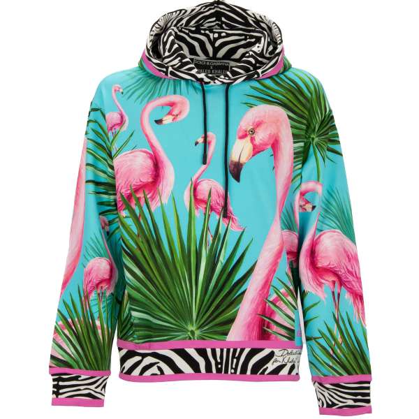 Hooded Sweater / Hoodie with with flamingo, zebra and logo print by DOLCE & GABBANA - DOLCE & GABBANA x DJ KHALED Limited Edition