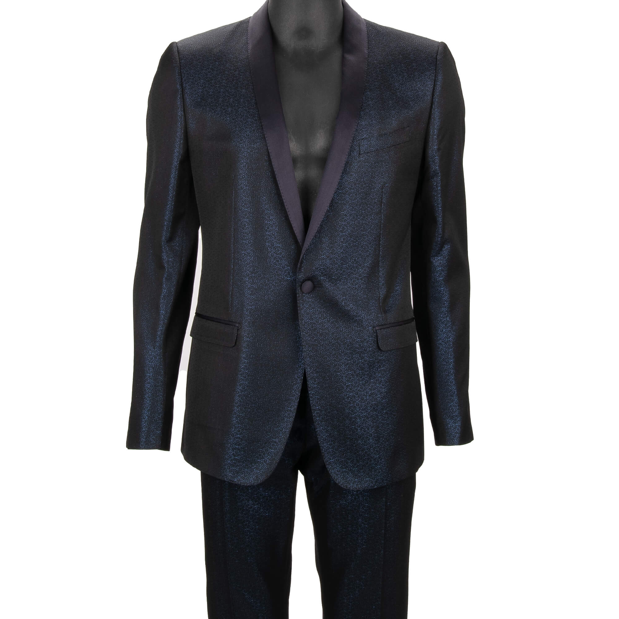 Dolce & Gabbana Glitter Jacquard Silk Shawl Lapel Suit GOLD Blue ...