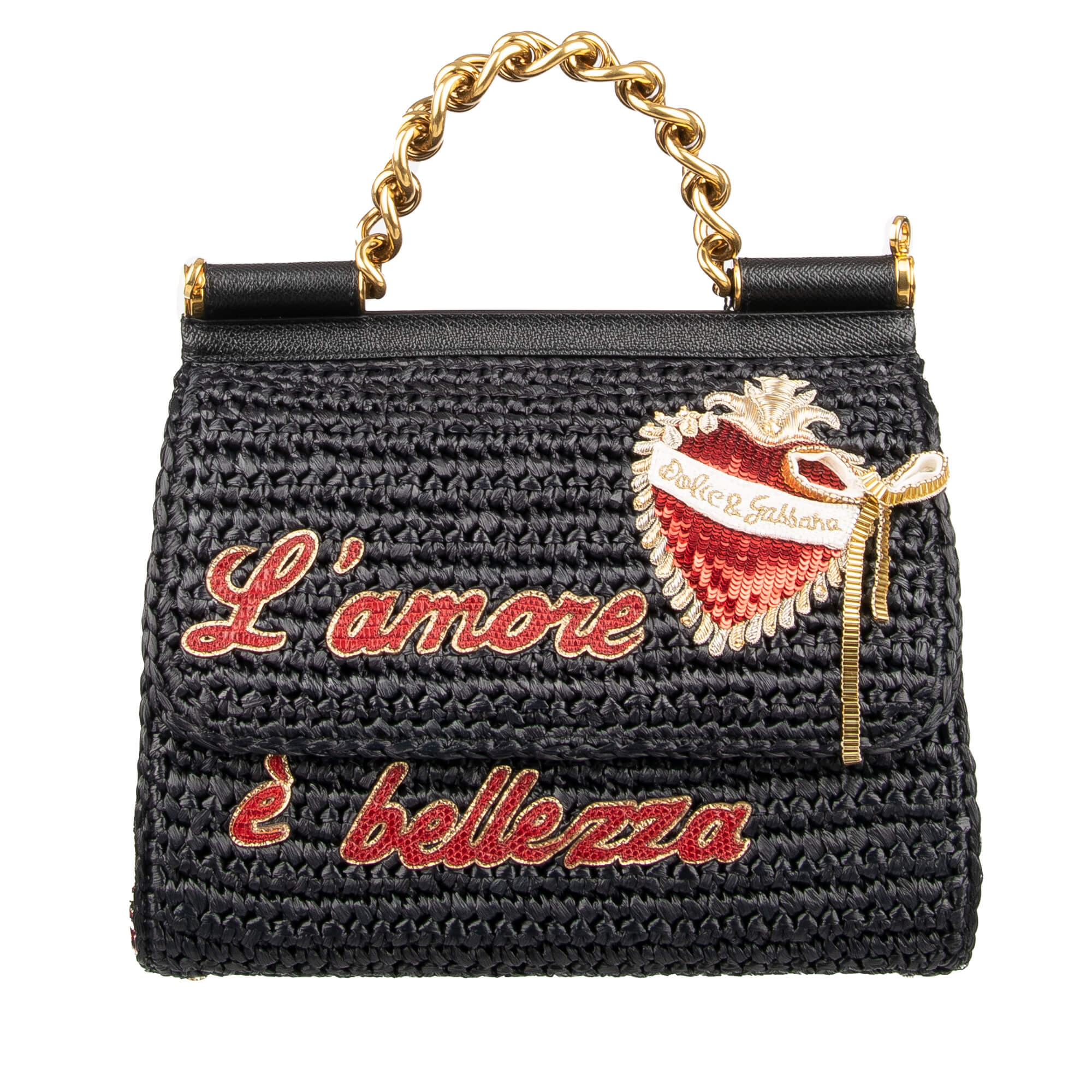 Dolce & Gabbana Devotion Crystal Embellished Snakeskin Shoulder Bag