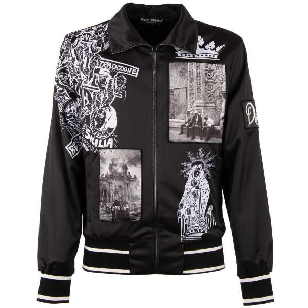 Leichte Jacke / Sportjacke mit sizilianischen Fotos und Maria, Krone Print von DOLCE & GABBANA