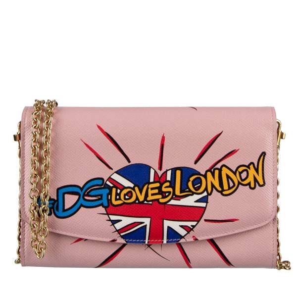 Crossbody Clutch Tasche / Portmonnaie aus Dauphine Leder mit UK Flagge und Aufschrift "DG Loves London" von DOLCE & GABBANA