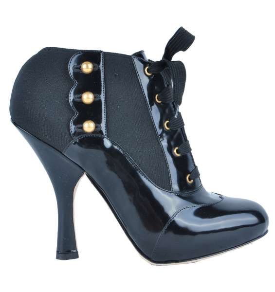 Baroque style Booties with lace up and elastic by DOLCE & GABBANA