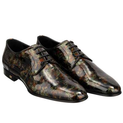 DG Logo Glitter Lack Leder Derby Schuhe POSITANO Schwarz 42 UK 9