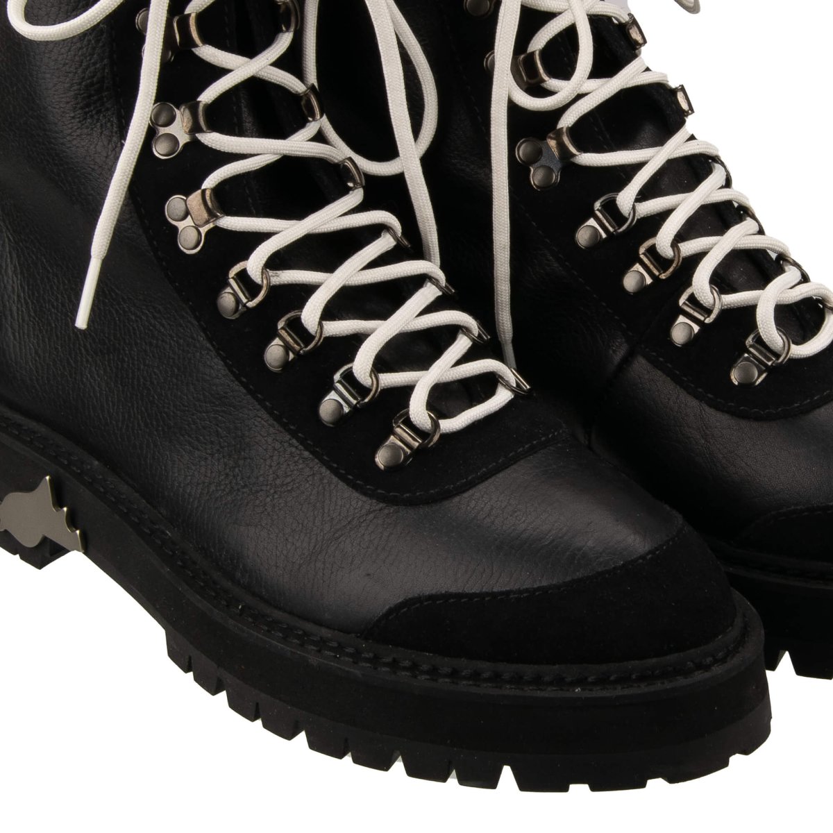 Off White Virgil Abloh Leather Hiking Boots Shoes Black 44 UK 10 US 11 FASHION ROOMS