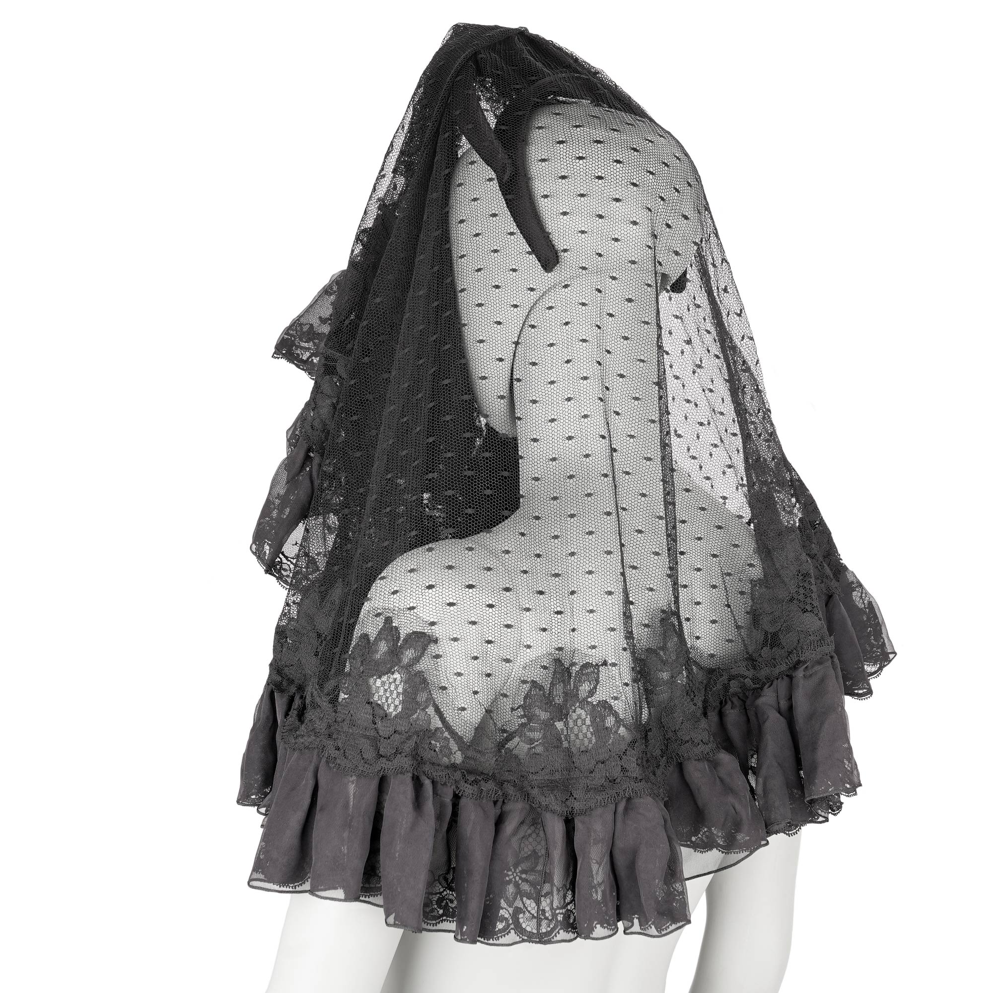 Dolce & Gabbana Sicily Veil Silk Double Hairband Black | FASHION ROOMS