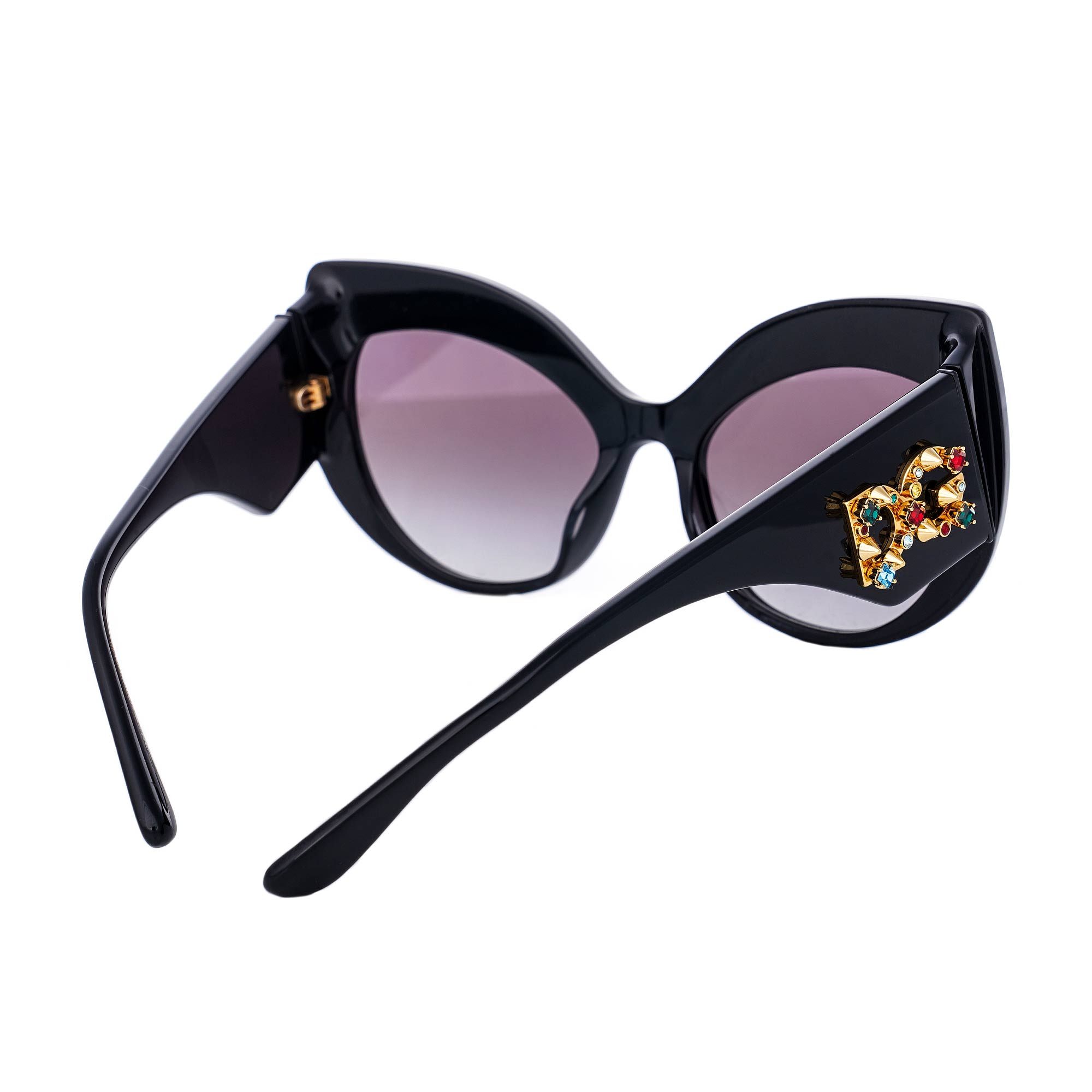 Cat Eye Sunglasses DG 4321 with Crystals and Studs Logo Gold Black