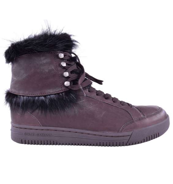 High-Top Fur Sneakers by DOLCE & GABBANA Black Label