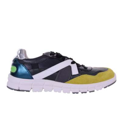 Leichte Leder Sneaker Grau Gelb