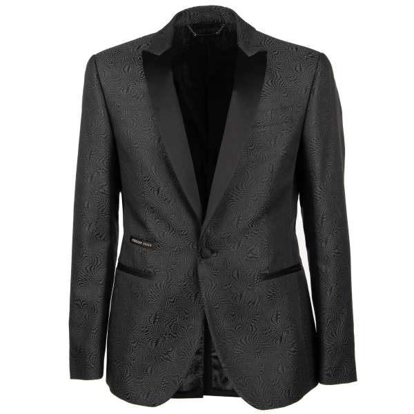 Printed Blazer LOWER with contrast satin reverse and logo in front by PHILIPP PLEIN