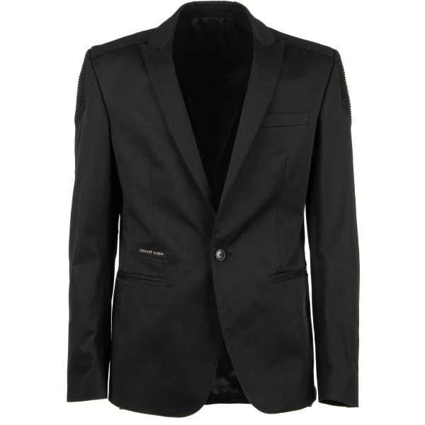 Cotton Blazer BELGIUM with ripped details and logo in front by PHILIPP PLEIN