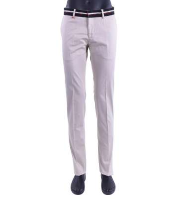 30 YEARS Slim Fit Trousers with Logo Beige