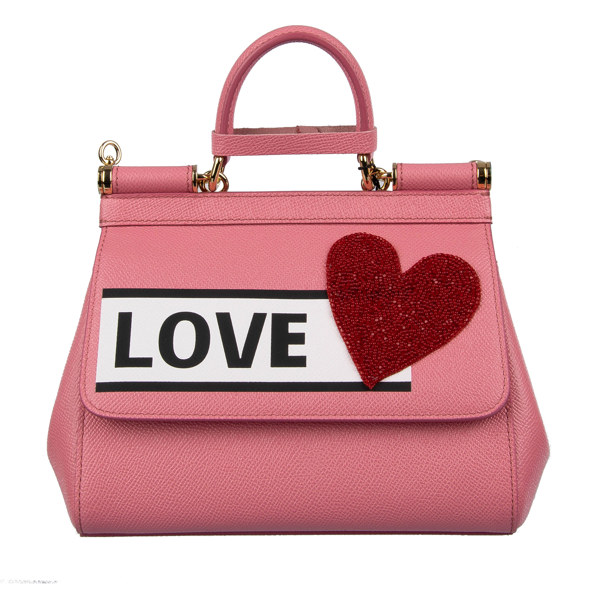 Dolce & Gabbana Small Sicily Bag In Dauphine Leather in Pink