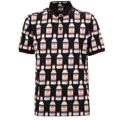 Baumwolle Polo Shirt Bacio di Venere Kuss Flasche Print Schwarz 52 42 L