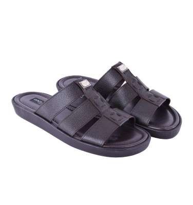 Dauphine Leather Sandals MEDITERRANEO with Logo Brown