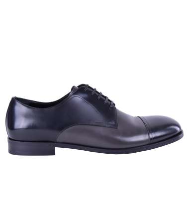 Elegante Derby Schuhe aus Glattleder Schwarz Grau