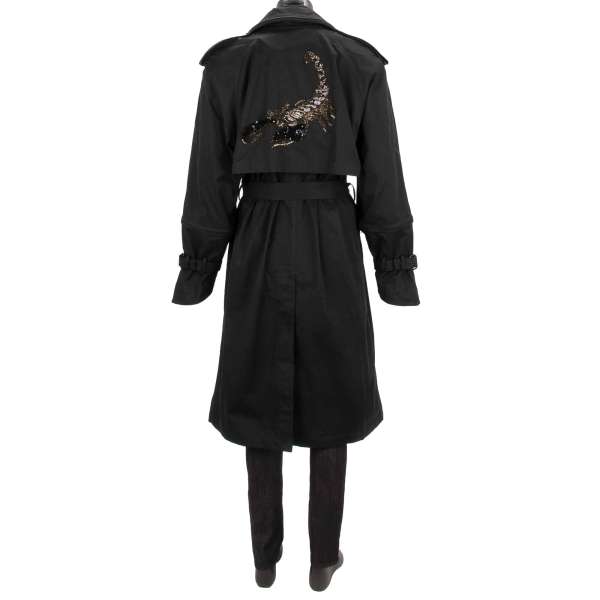 Double-Breasted Trench Coat / Mackintosh with embroidered Scorpio, belt, zipped sleeves and collar and pockets by OFF-WHITE Virgil Abloh