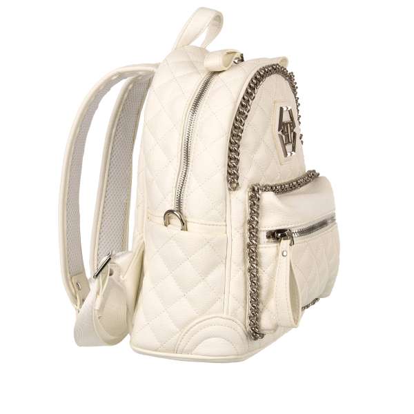 Junior backpack ACHILLEA with quilted texture, chains and logo plates by PHILIPP PLEIN JUNIOR