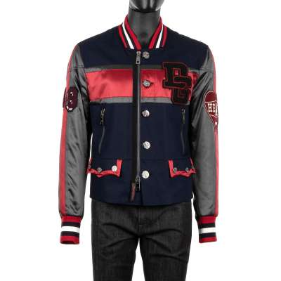 Varsity Jacket with DG King Logo and Applications Blue Red