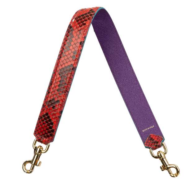Dauphine and snake leather bag Strap / Handle in red, blue and purple by DOLCE & GABBANA