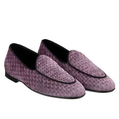 DG Logo Velvet Shoes Loafer Moccasins CARAVAGGIO Purple 43 US 10