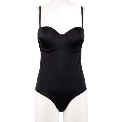 Lined One Piece Swimsuit with Logo Navy Black XL