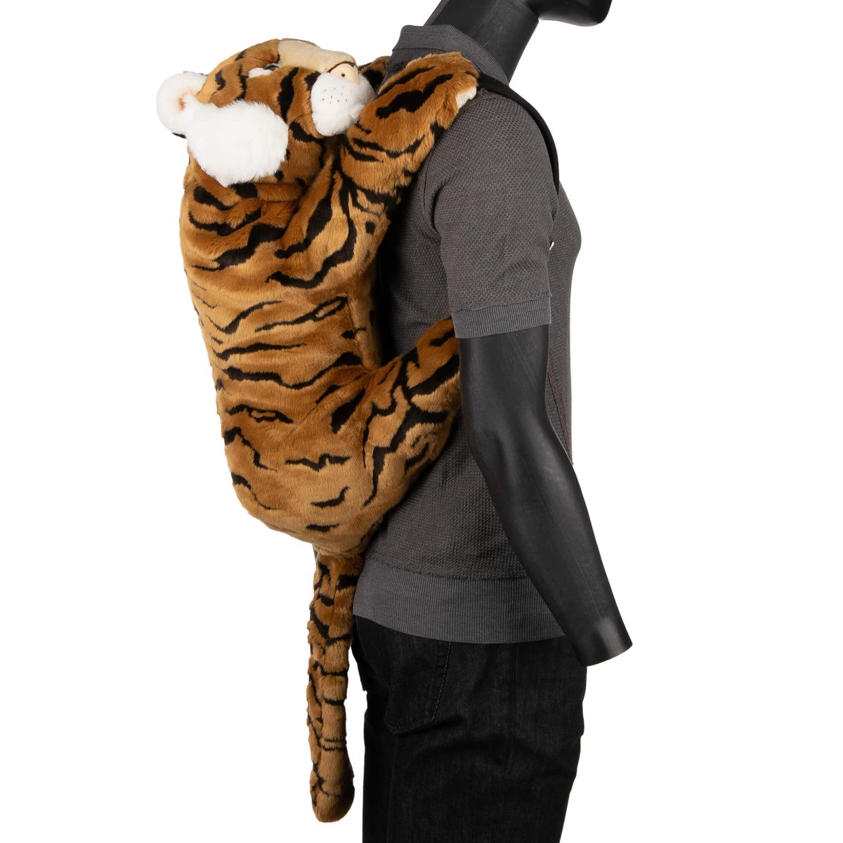 Dolce Gabbana Unisex Faux Fur Plush Toy Tiger Backpack Bag Brown White FASHION ROOMS
