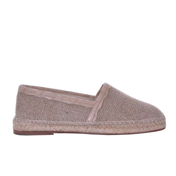Linen canvas Espadrilles Shoes TREMITI with caiman leather details by DOLCE & GABBANA
