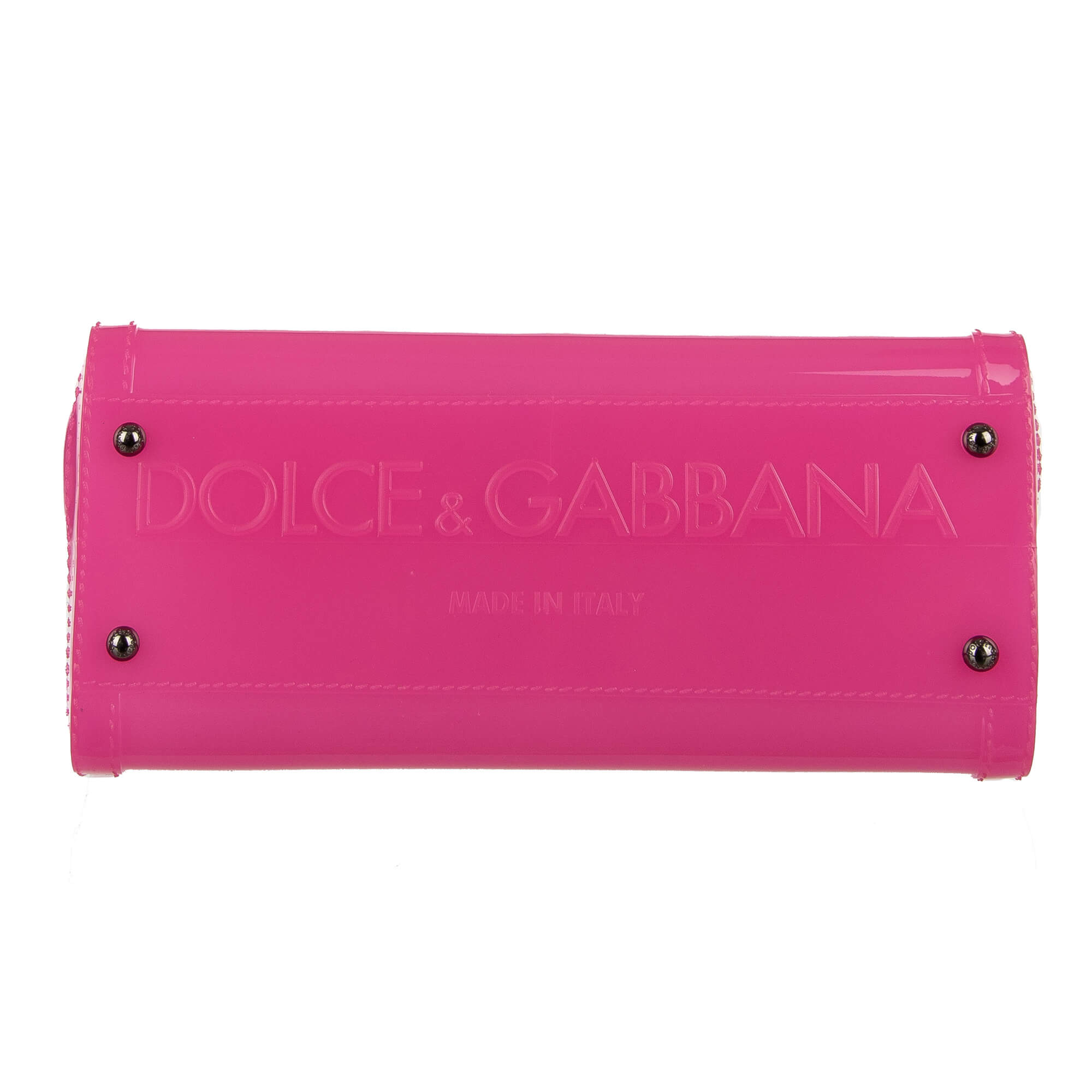 Dolce Gabbana PVC Tote Shoulder Bag SICILY with Chain Strap and Logo Pink Gray FASHION ROOMS