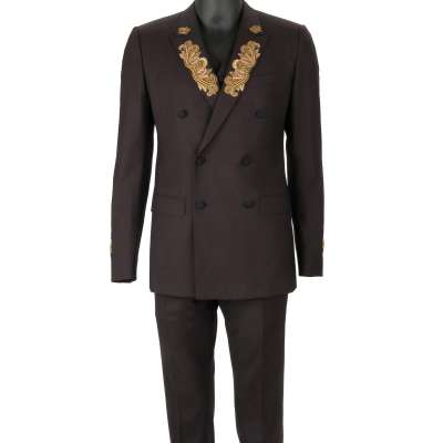 Baroque Crown Bee MARTINI Suit Jacket Blazer Brown 46 S