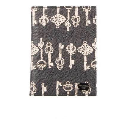 Große Dauphine Leder Bifold Brieftasche mit Schlüssel Print und Logo Schild Schwarz