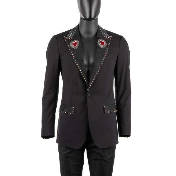 Tuxedo / Blazer TAORMINA with logo details, embroidery hearts and multicolor studs by DOLCE & GABBANA