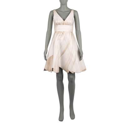 COUTURE Runway Paper Doll Dress Beige White