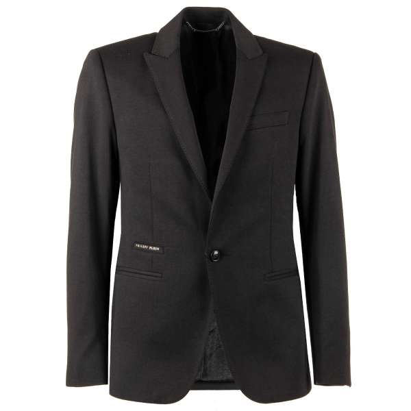 Elastic cotton Blazer STONE FIST with a logo in front by PHILIPP PLEIN