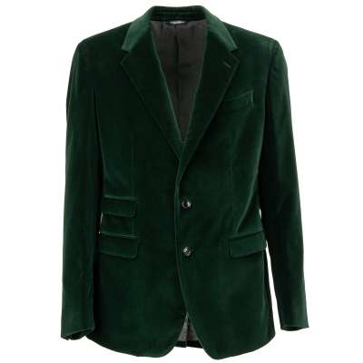 Velvet Blazer NAPOLI with Notch Lapel and Pockets Green 50 40 M