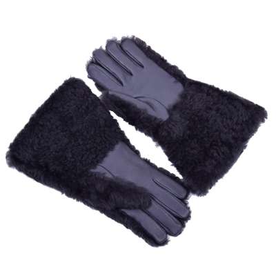 Knight Fur and Leather Gloves Gray