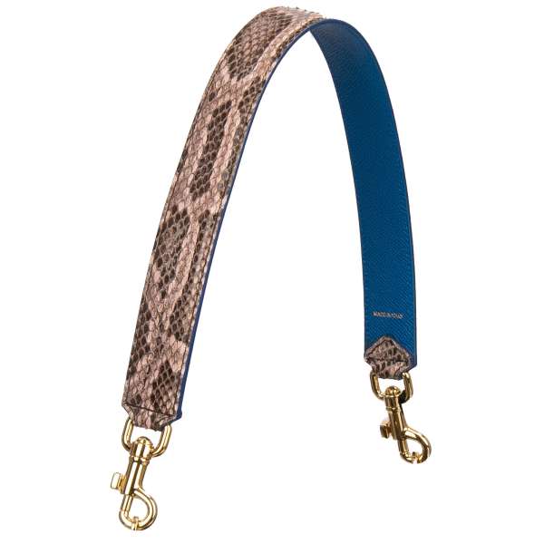 Dauphine and snake leather bag Strap / Handle in beige - pink, blue and gold by DOLCE & GABBANA