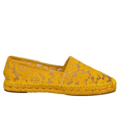 Light Floral Lace Espadrilles Yellow