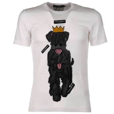 Baumwolle T-Shirt mit Hund Print und Logo Patches Weiß