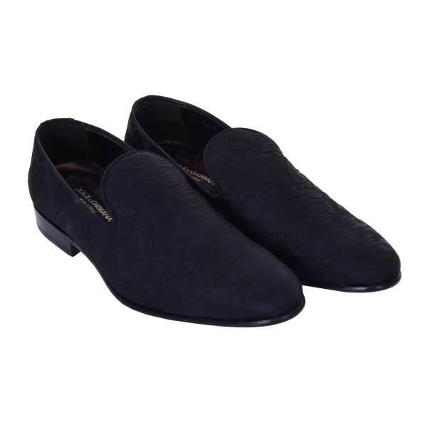 Klassische Loafer VENEZIA aus Brokat mit Blumen Muster von DOLCE & GABBANA Black Label