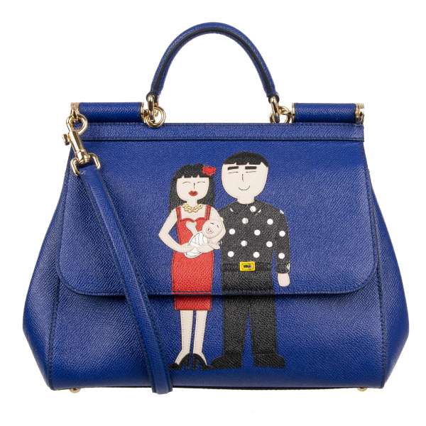 Tote / Shoulder bag SICILY with leather embroidered DG Family motive and logo by DOLCE & GABBANA