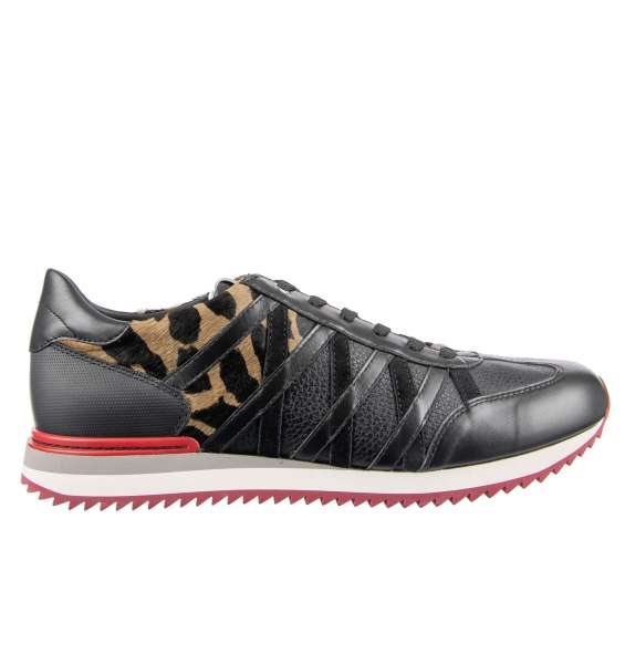 Patchwork Low Top sneakers made of leather and fur by DOLCE & GABBANA