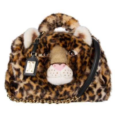 Faux Leopard Fur Tote Shoulder Bag SICILY