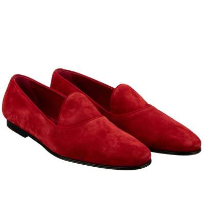 DG Logo Leather Shoes Loafer Moccasins VASARI Red 44 UK 10 US 11