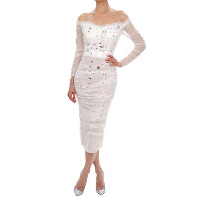 Runway Kristall Korsage Tüll Stretch Kleid Weiß IT 46 DE 40 M L Runway Kristall Korsage Tüll Stretch Kleid Weiß IT 46 DE 40 M L