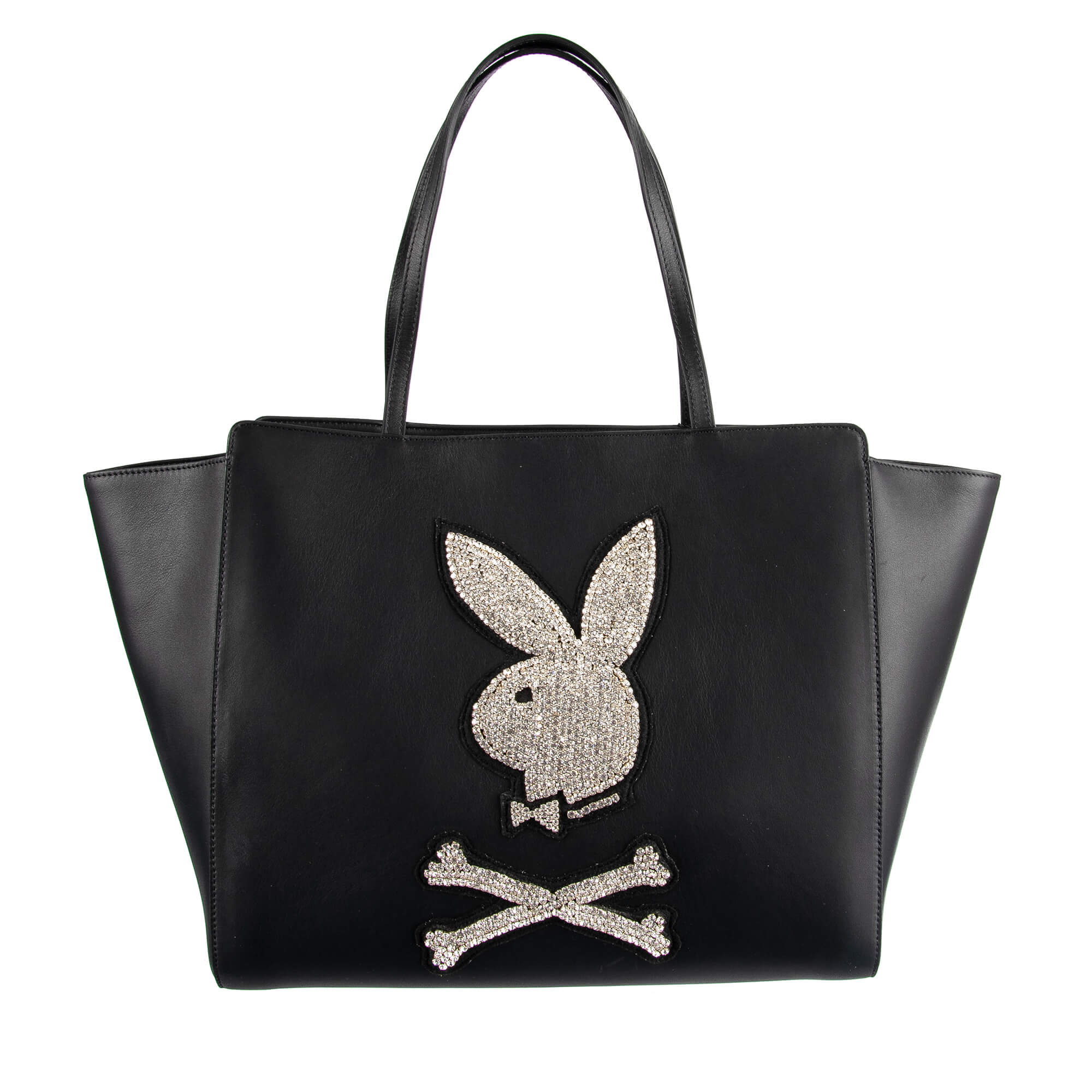 Playboy Leder Strass Tragetasche Schwarz