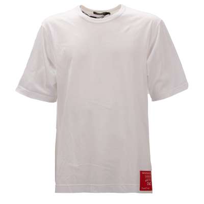 Oversize DG Logo Krone Patch Baumwolle T-Shirt Weiß S